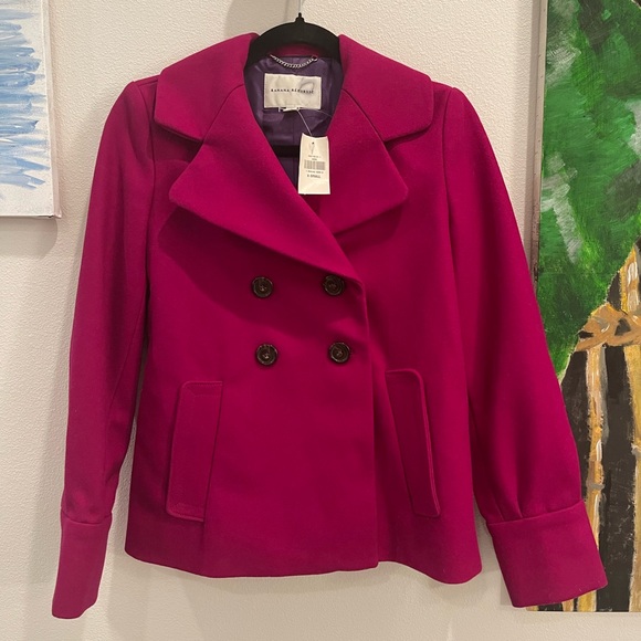 Banana Republic Fuchsia Double-Breasted Pea Coat - Picture 3 of 12